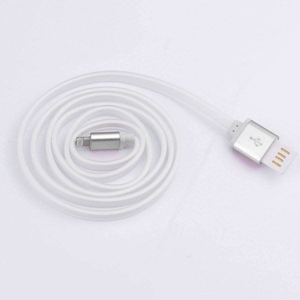 iPhone Lightning Kabel 1 Meter Platt Trasselfri Sladd i Silver