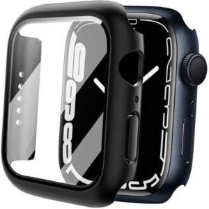 Apple Watch 7 45mm Skal med Skärmskydd i Härdat Glas - Svart